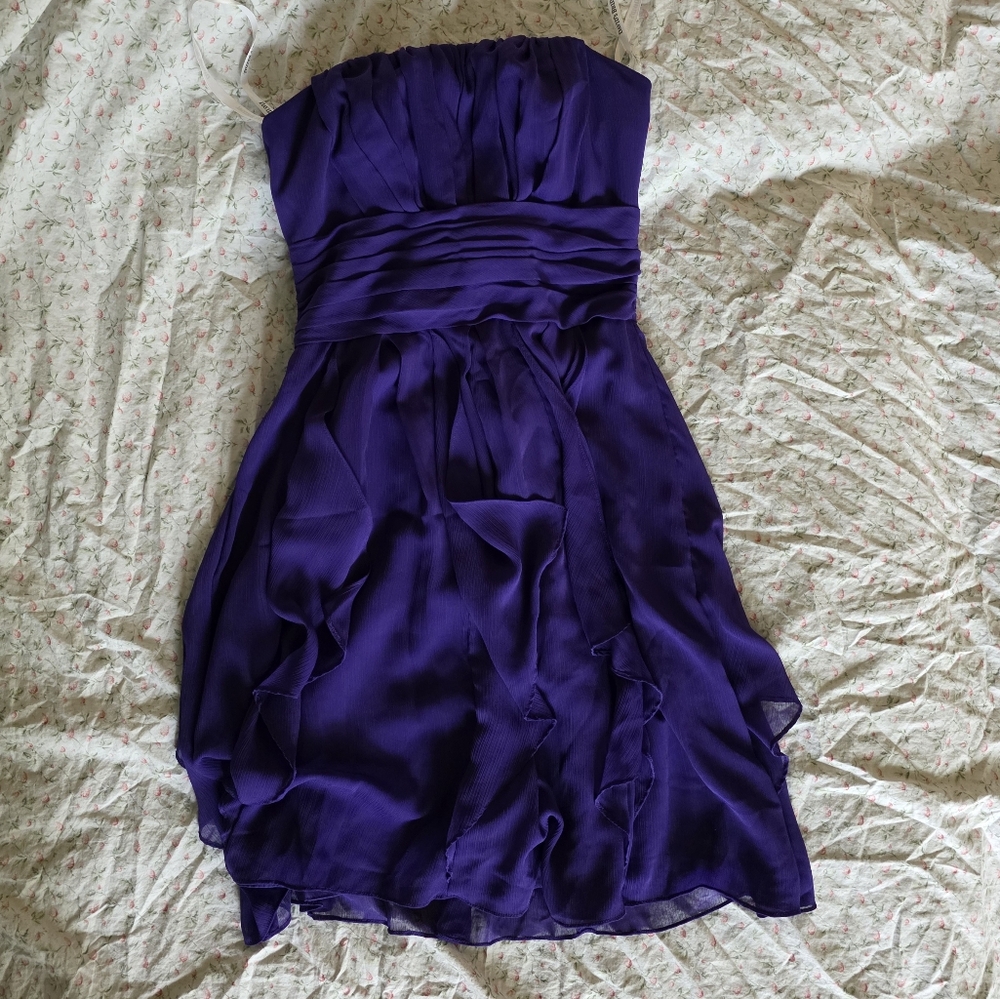 David's Bridal Deep Purple Strapless Dress